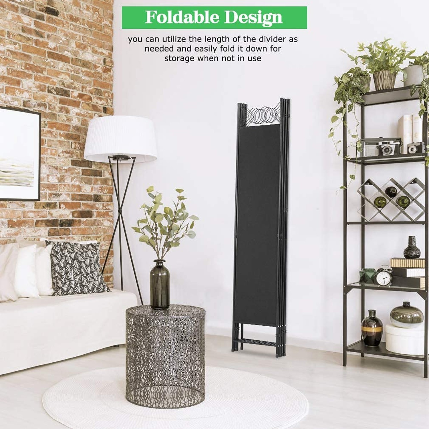 PayLessHere 4 Panel Room Divider 6FT Steel Frame Screen Folding Privacy Divid…