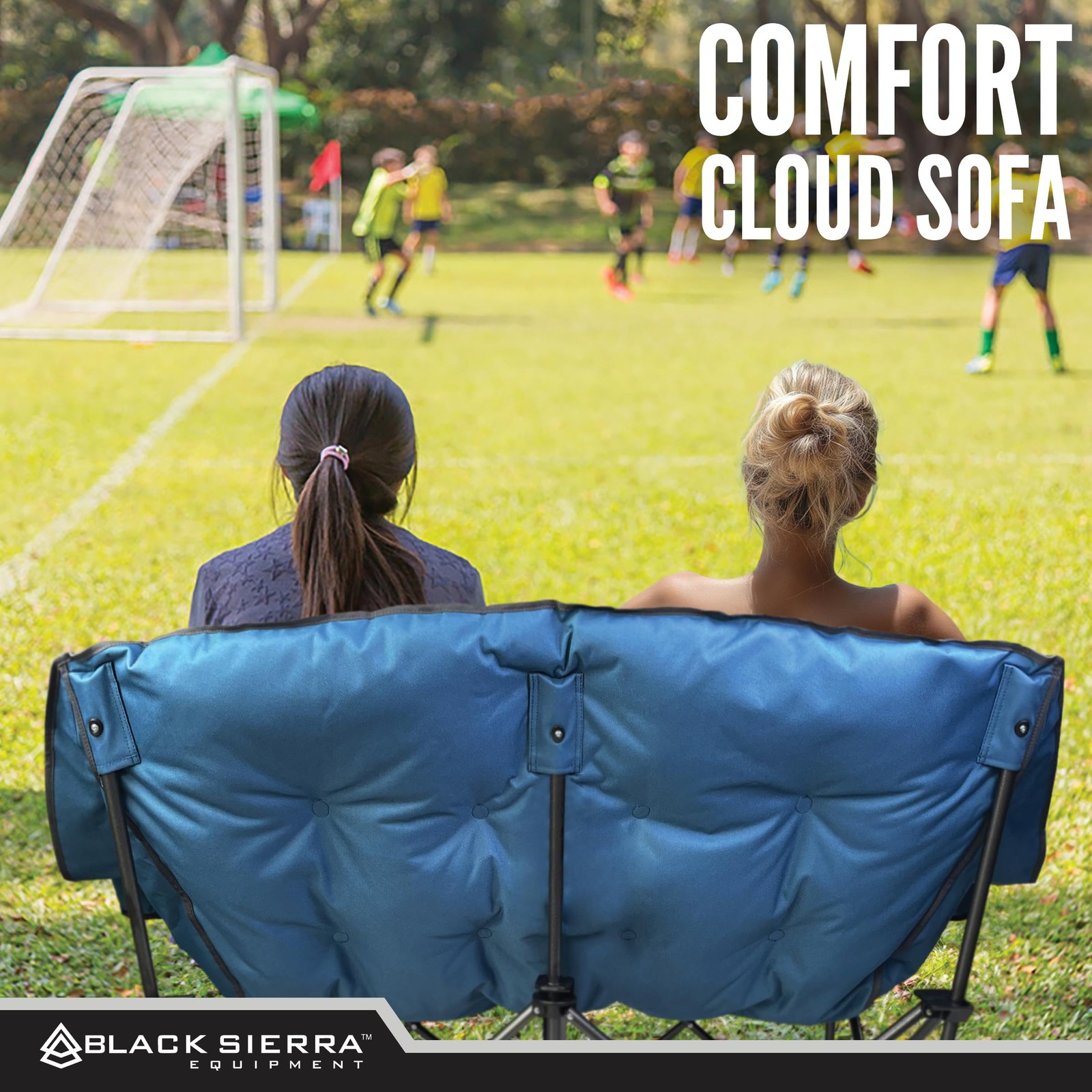 Black Sierra Double Camping 62.5 inches x 27.5 x 37.75 inches, Blue