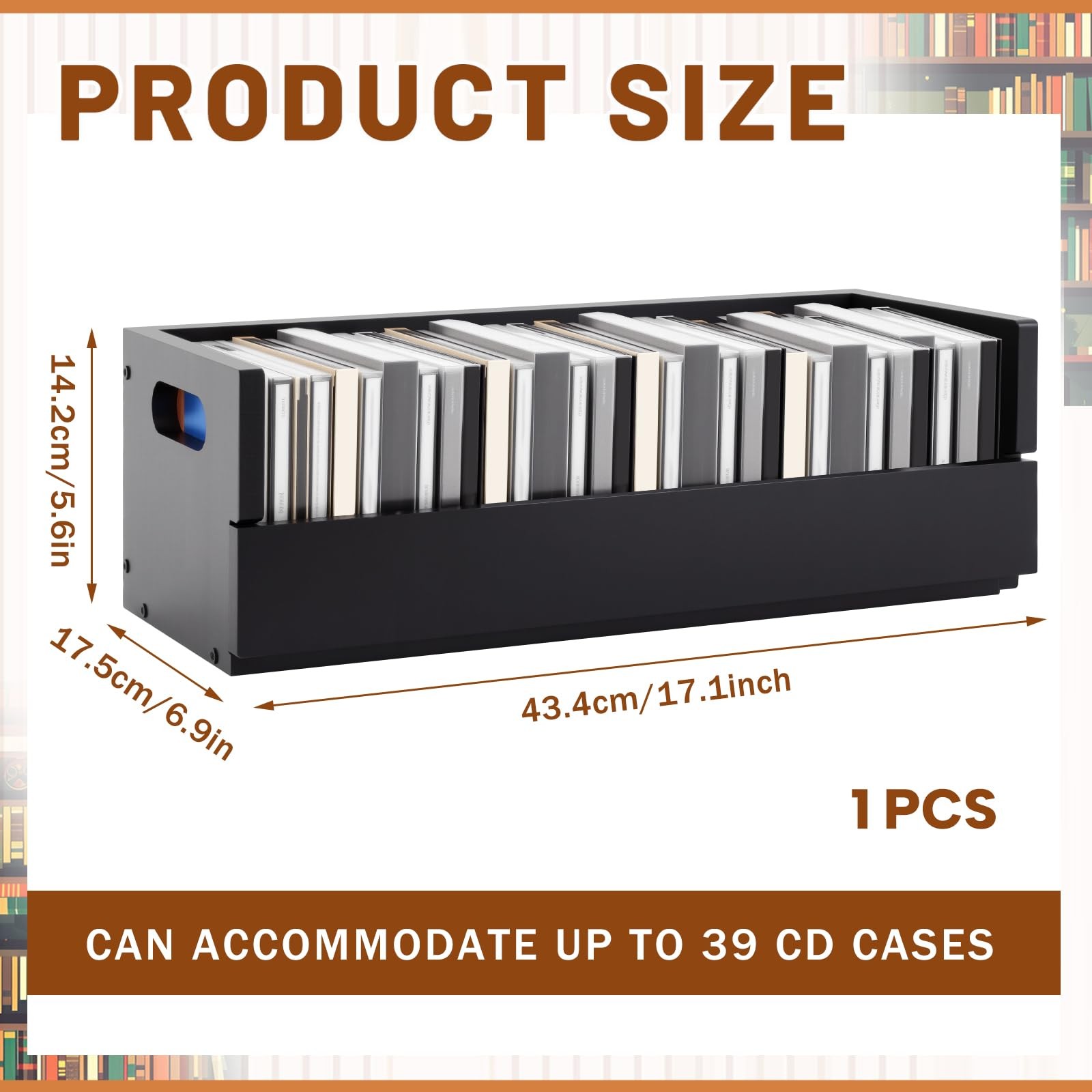 CroBlissful 1 Set Wooden CD Storage Box, 17.09 x 6.89 x 5.63 inches, Black