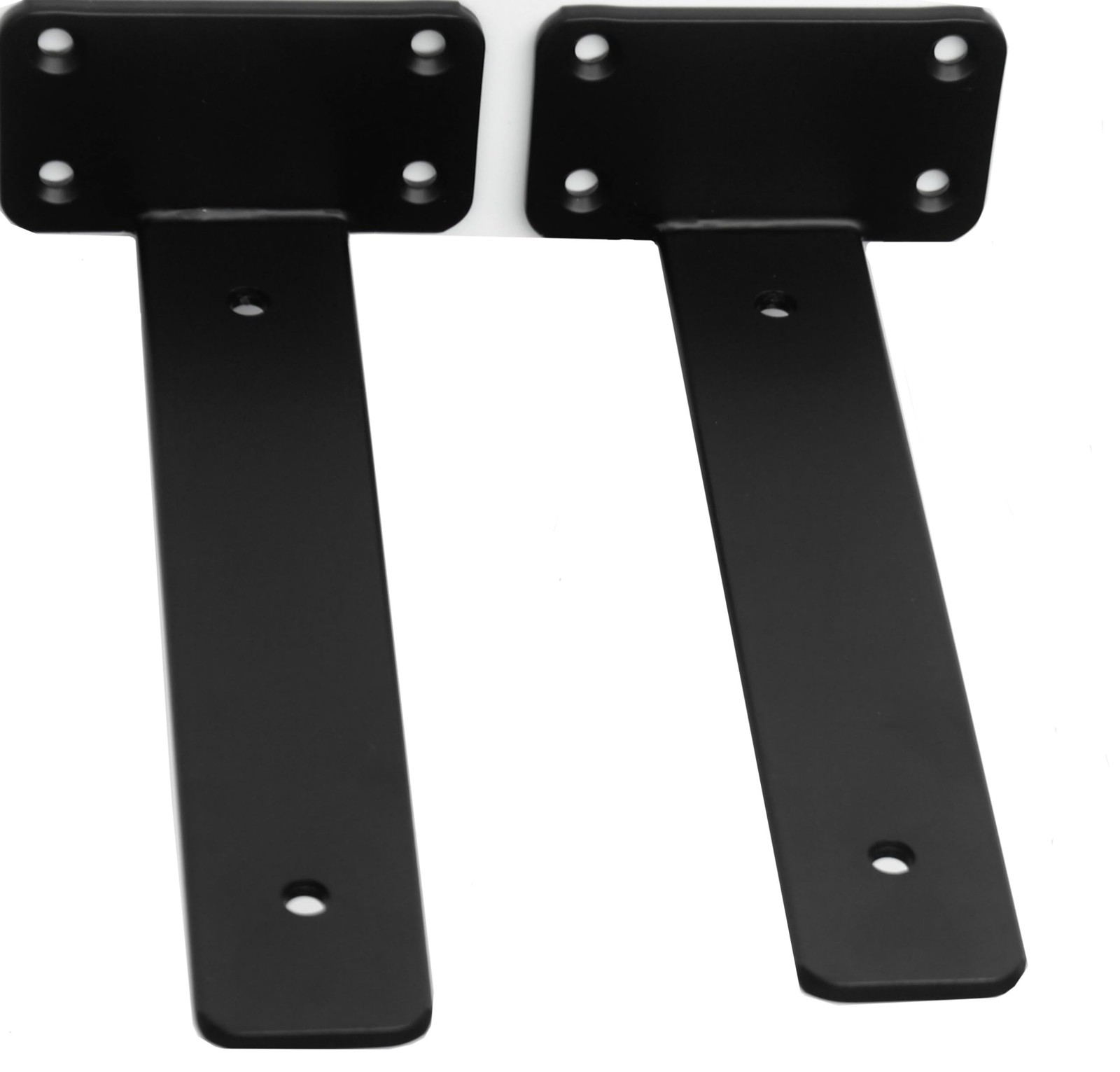 2 Pack 8 Inch Black Hidden L Shelf Bracket 1/5 Inch Thick Iron Industrial