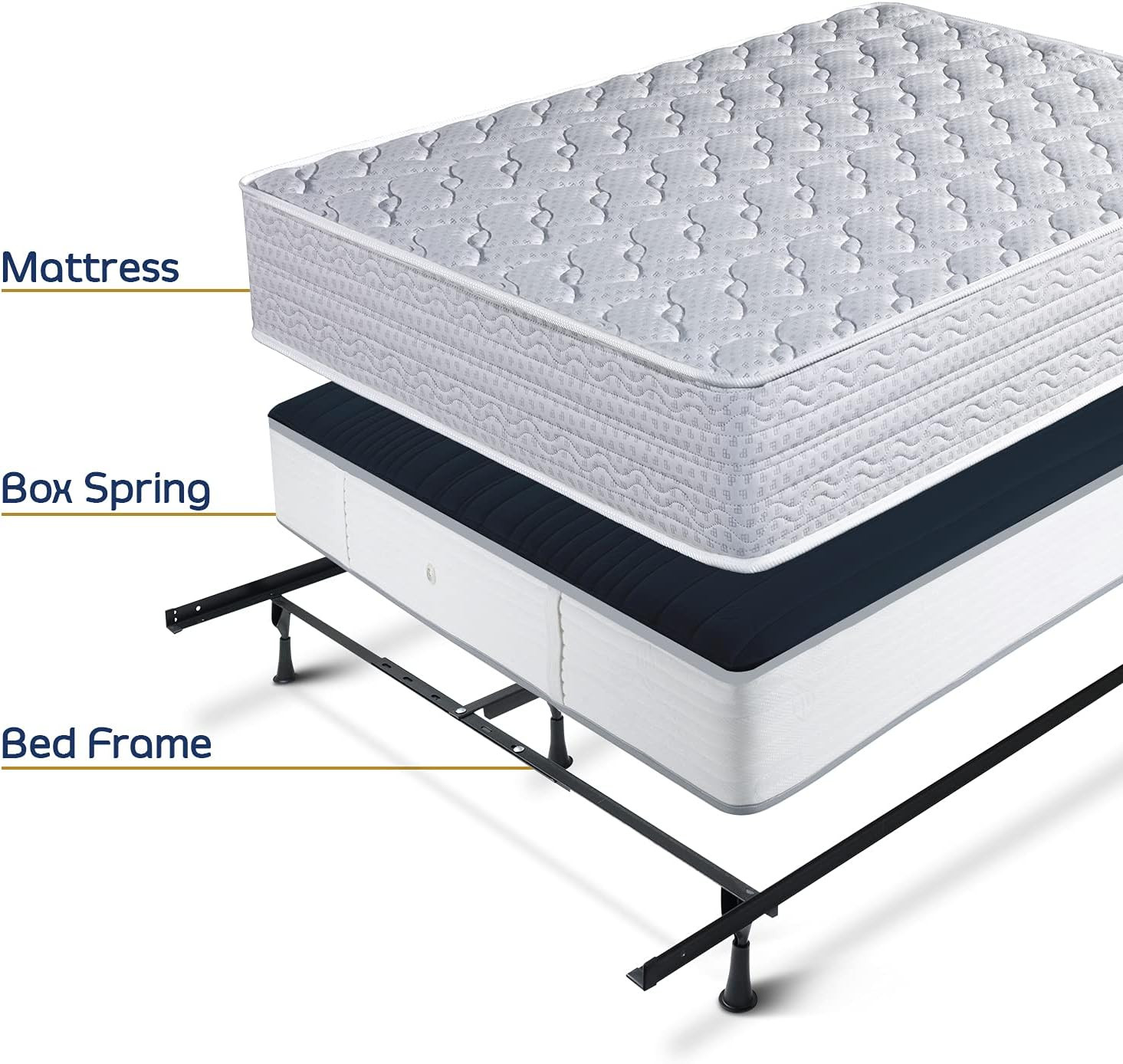 Adjustable Bed Frame – Expands from Double to Queen/King, Center Support, Black