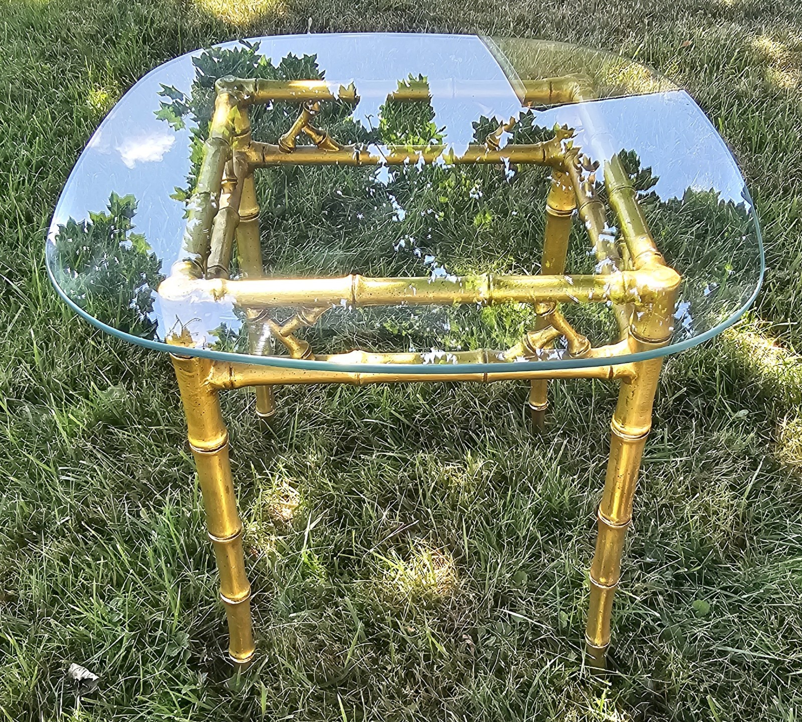Lot of 2 Vintage 24″ Beveled Glass Table Tops Rounded Square 1/4″ Thick