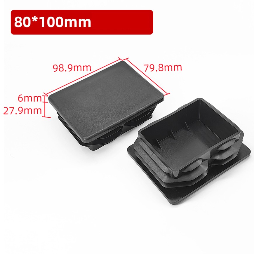 Oblong Plastic End Caps For Tubing Bungs Inserts Blanking Plugs Furn. Feet Black