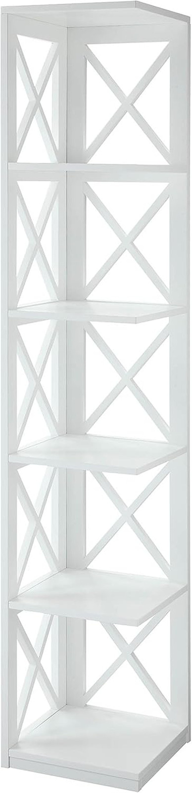 Stylish Oxford White Corner Bookcase & End Table Set for Modern Spaces