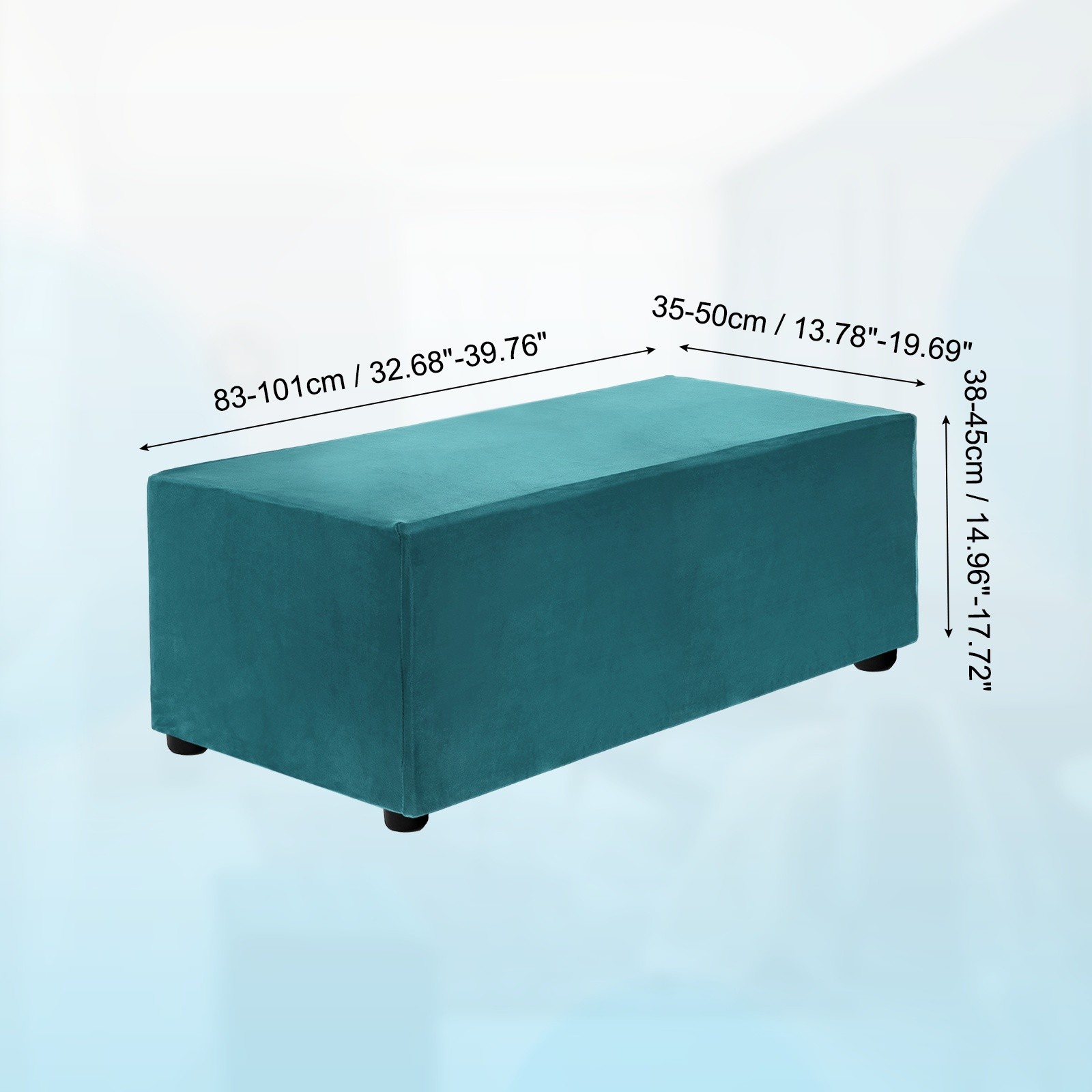 Rectangular Stretch Foot Stool Liner 83-101cm, Size M-L, Blue