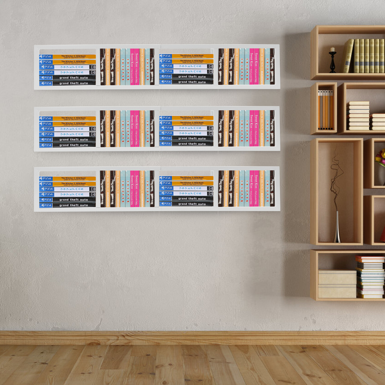 Storage Rack Organizer Box Holder 3 CD Disk Case Media Display Space Store Shelf