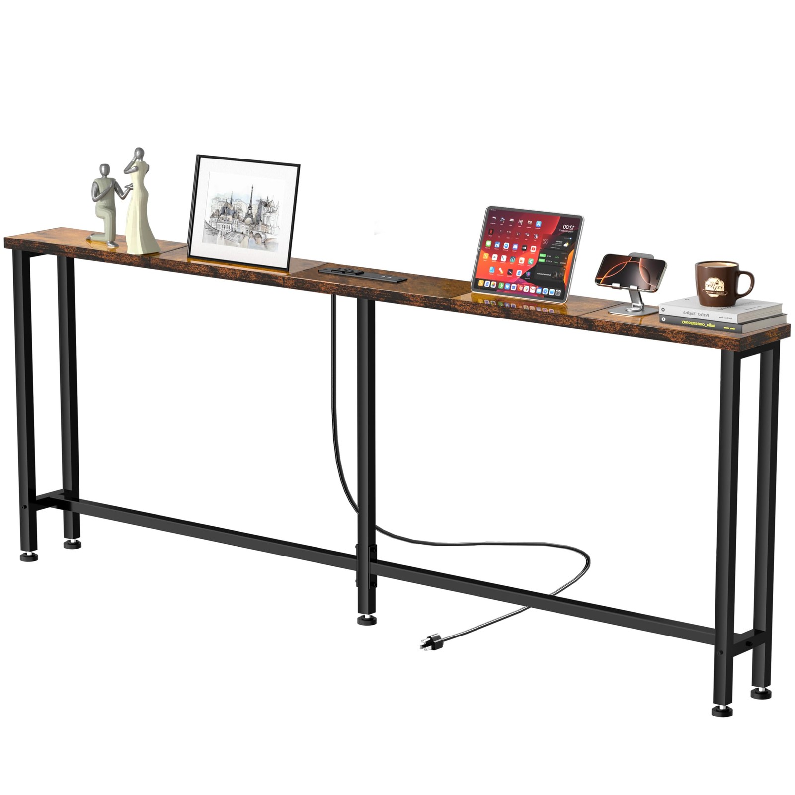 78″ Sofa Table with Built-in Power Strip (2 AC Outlets & 2 USB Ports) – 4.9ft…