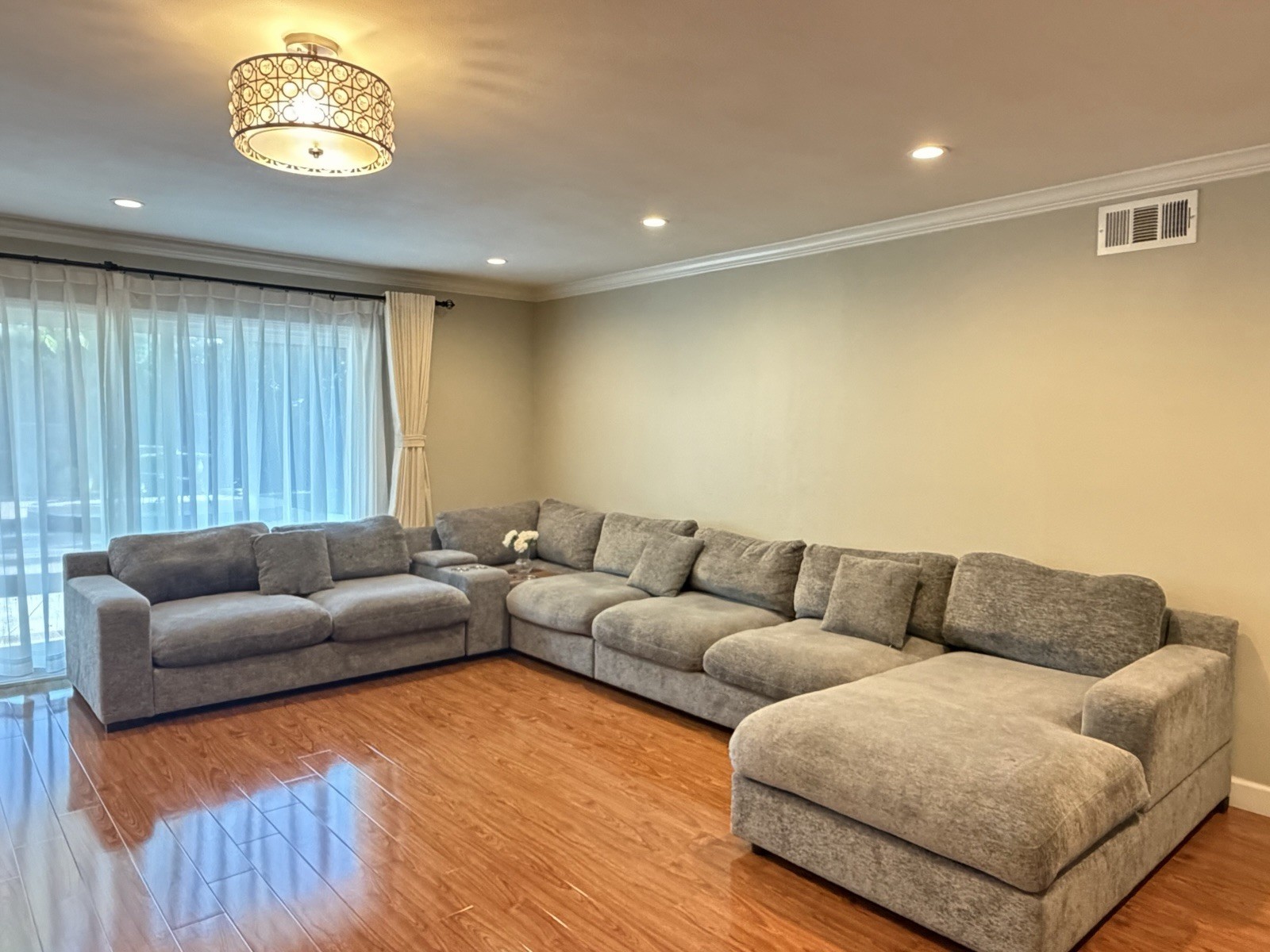 Gray Modular Sectional Sofa with Chaise, Cup Holders, Contemporary, Seats 6+
