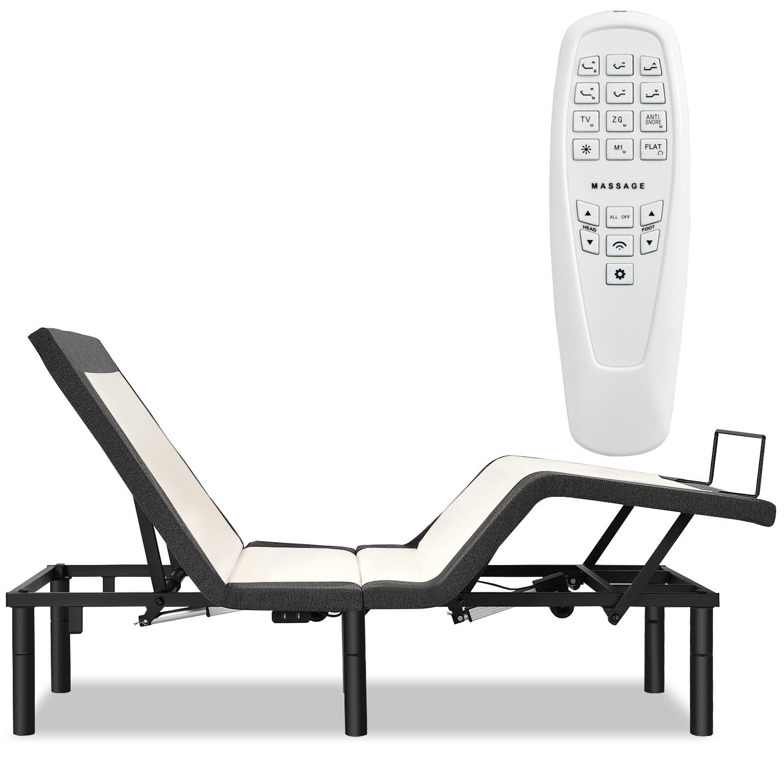 Costway Twin XL Size Adjustable Bed Base Electric Bed Frame w/ Massage Modes
