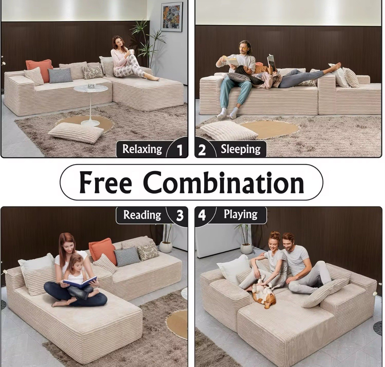 Modern L-Shape Sectional Couch Black Fabric Deep Seat Comfort No Assembly