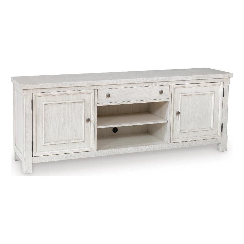 Signature Design by Ashley Roskell 72″ TV Stand for TVs up to 82″ in White