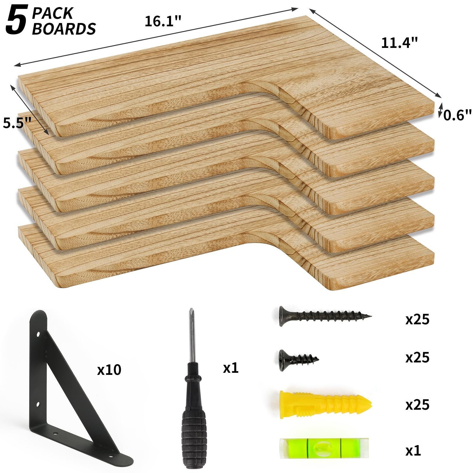 Fixwal Floating Shelves for Wall, 16.1×11.4×5.5 inches, 1-carbonized Black