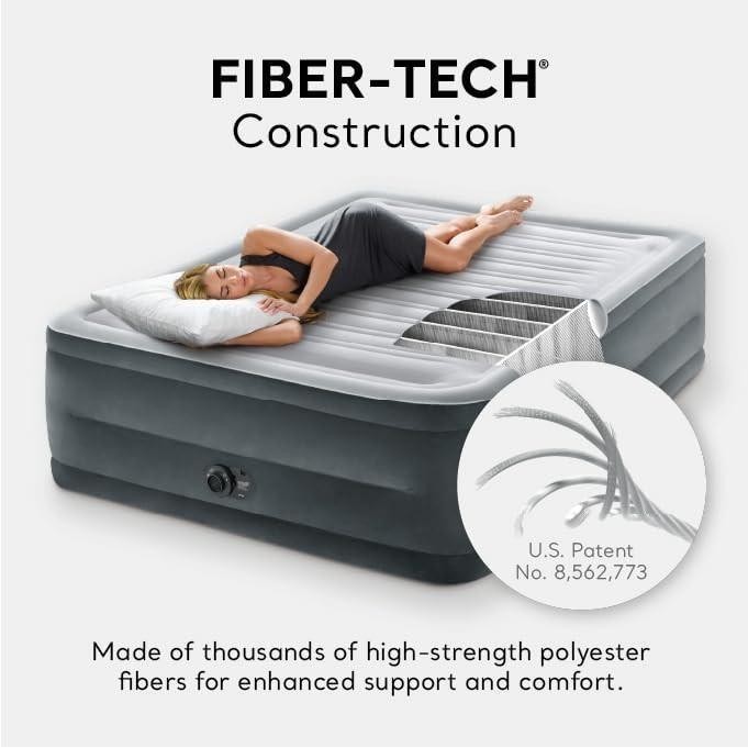 Intex 64417ED 22in Queen Dura-Beam Comfort Plush High-Rise Inflatable Air Mattre