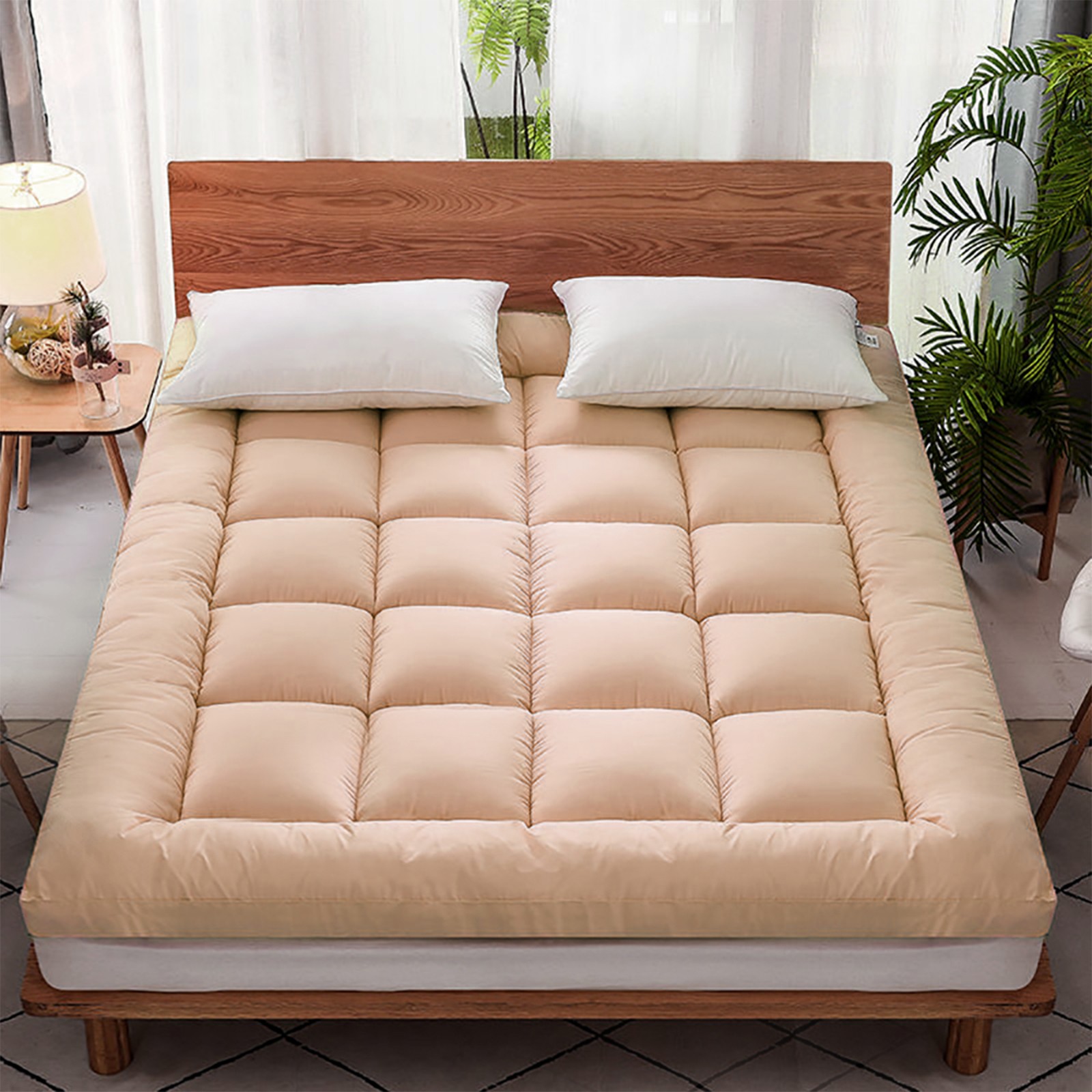 Quilted Mattress Pad Soft Cooling Mattress Topper Sleeping Pad Full/Queen/King