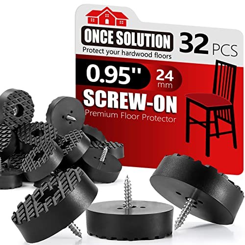 Screw On Rubber Feet for Furniture – 32PCS (0.7, 0.95, 0.95 inch-32 pcs Black
