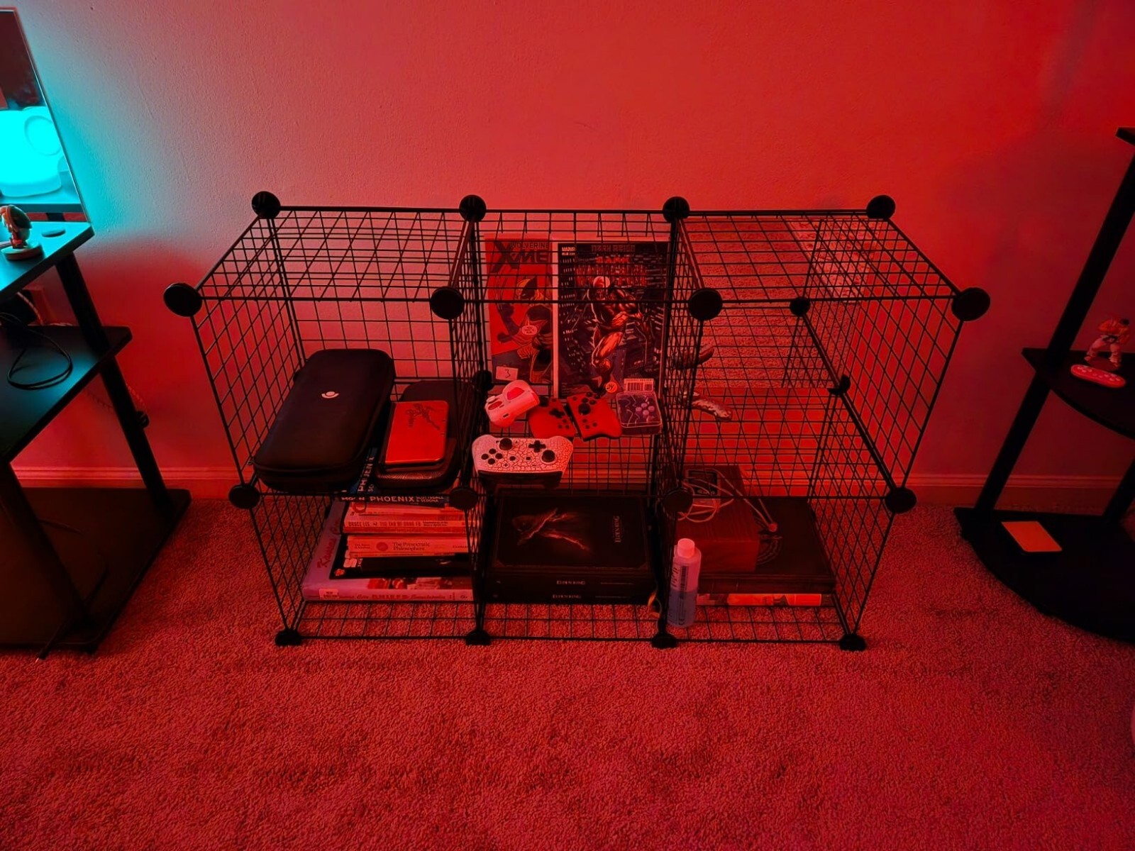 6-Cube Wire Grid Stackable Storage Shelves, 12 x 12-Inches, Black, 12.6″D x 26″W