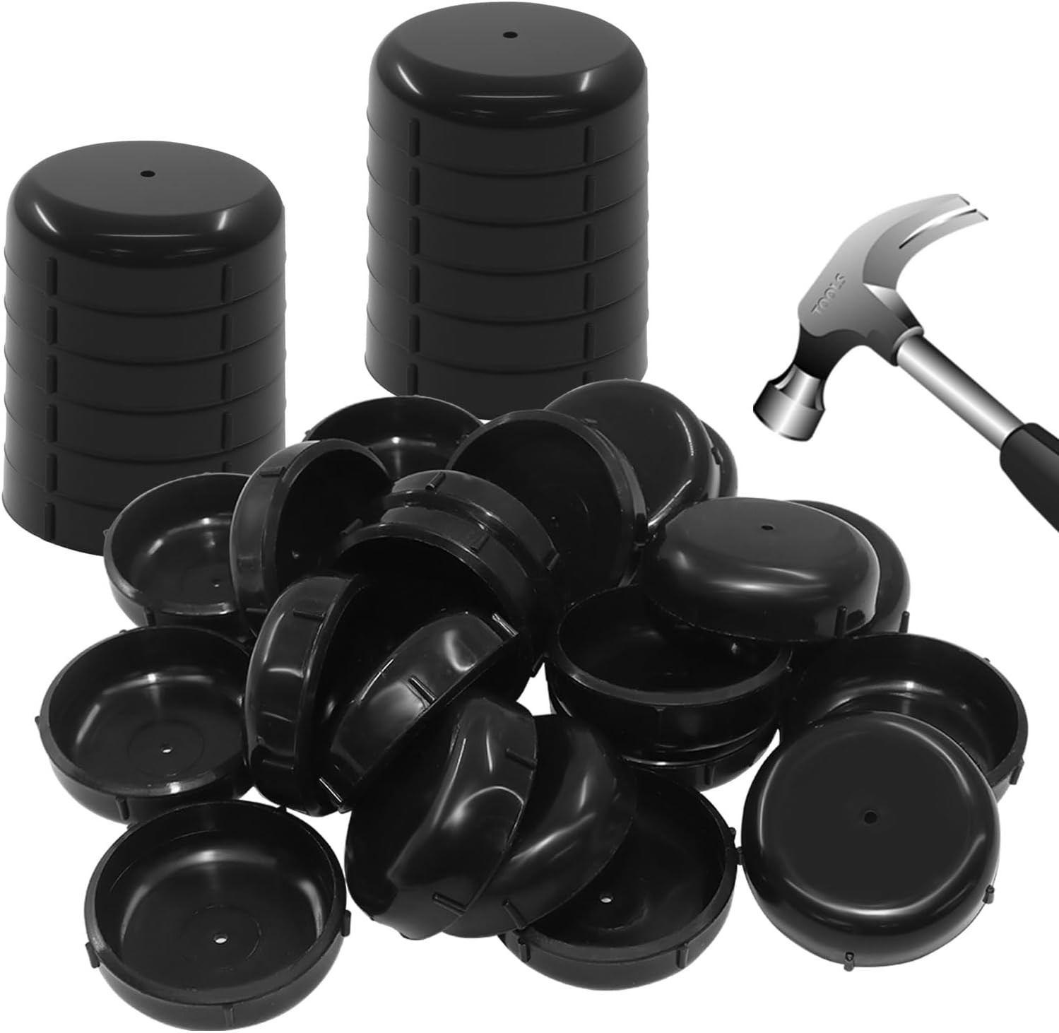 24Pcs Wrought Iron Patio Furniture Feet Caps, round Plastic Chair Leg Caps Outdo