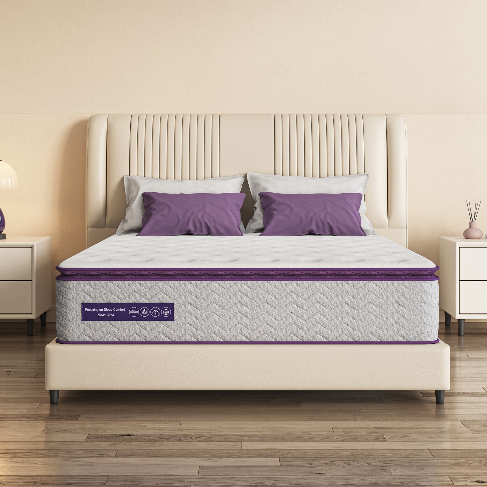 12/14 inch Hybrid Memory Foam Mattress Pocket Coil Pillow Top – Full Queen King