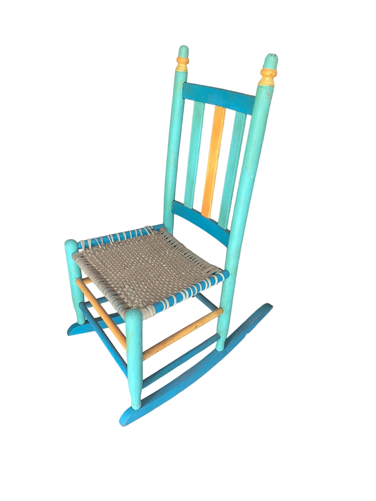 Vintage High Back Hand Painted Multicolored Child or Small Adult Rocker