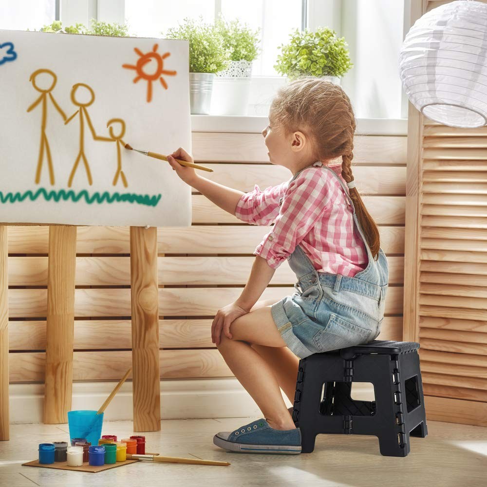 Folding Step Stool 9 Inch Sturdy Collapsible Kitchen Foldable Kids Adult