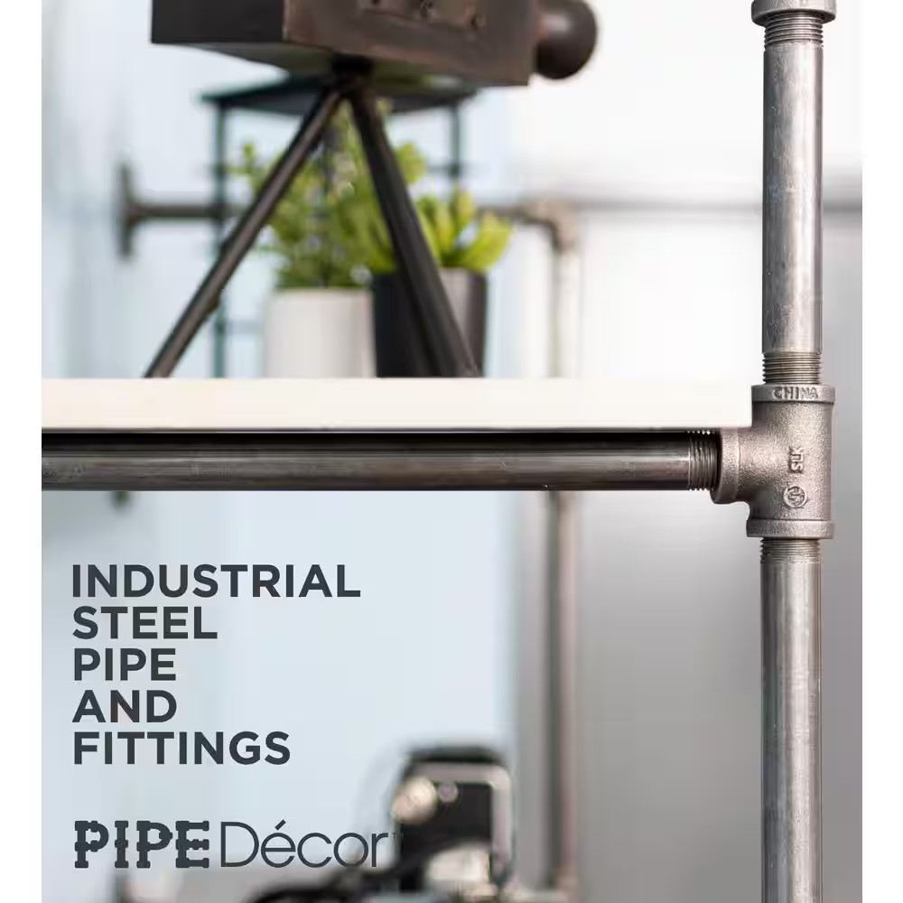 1/2 In. Black Steel Pipe 11.75 In. D X 72.5 In. H Floor Mounted 4-Tier Shelf Kit