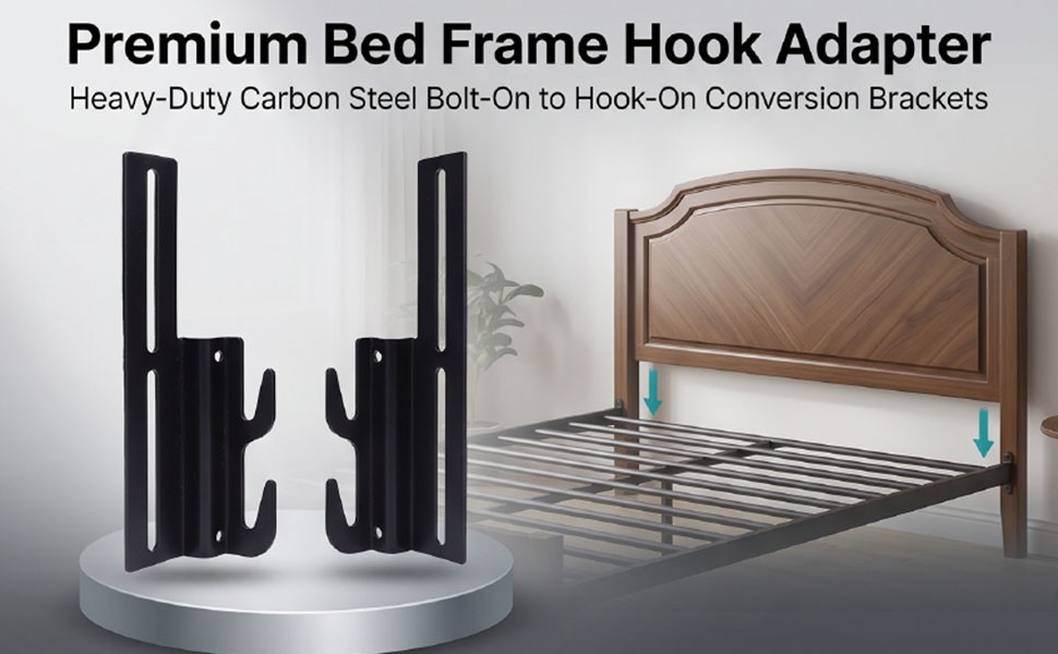 2 Pcs Bed Frame Hook Heavy Duty Carbon Steel Bed Frame Bolt On To Hook On Co FAD