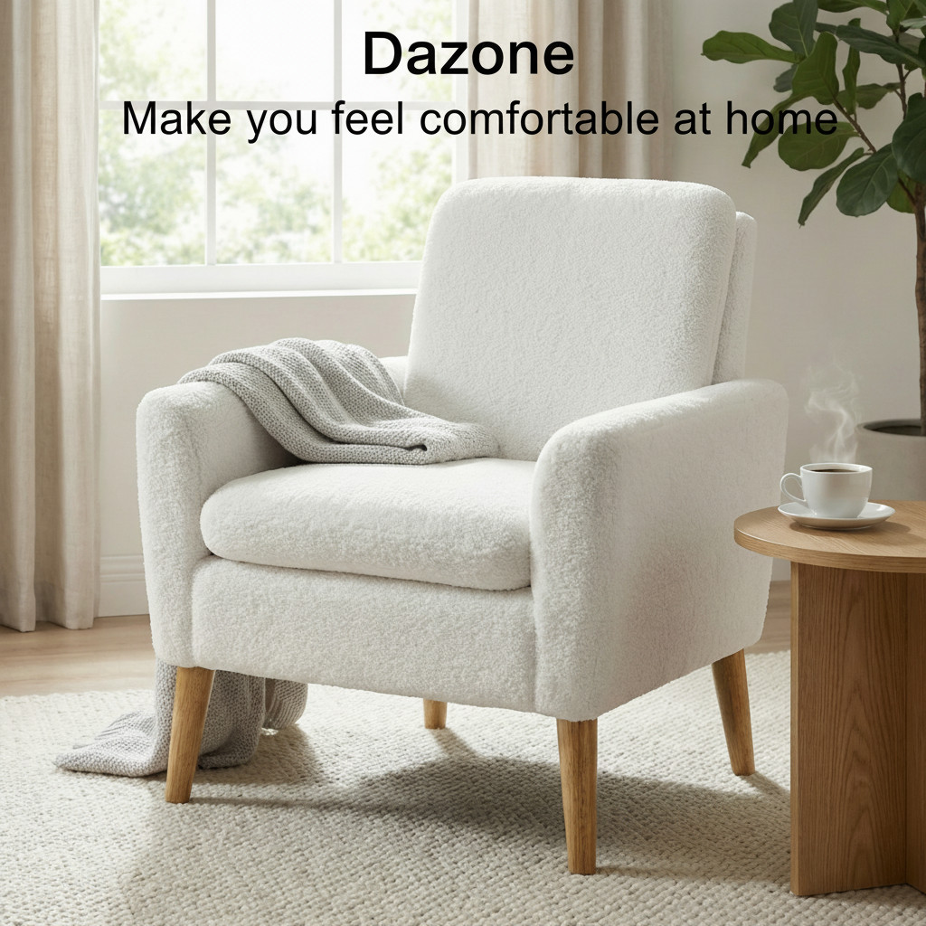 Modern Single Sofa Soft Touch Lamb Wool Lambswool Upholstered Chair Living Room
