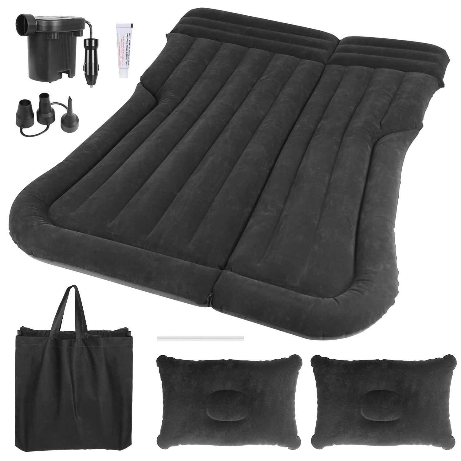 Inflatable Travel Car Air Mattress Back Seat Bed and Rest W/Pillows Pump and Bag