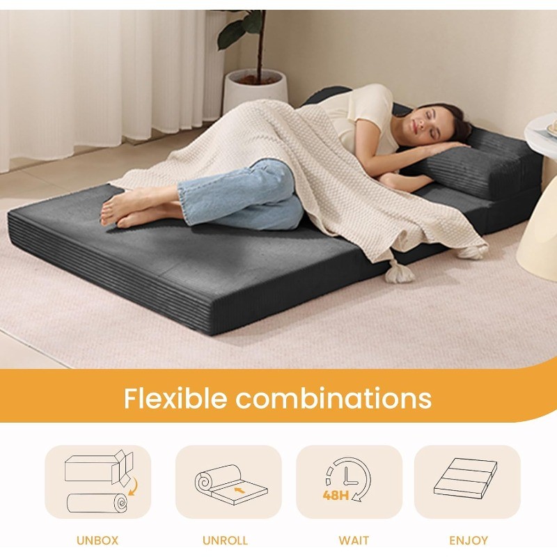 3 in 1 Convertible Sofa Bed Fold Out Couch Bed Floor Couch Lounge Sleeper