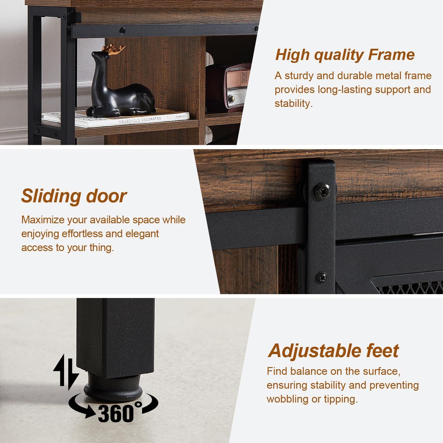 Corner TV Stand for 55 Inch TV, Rustic Corner Entertainment Center with Storage,