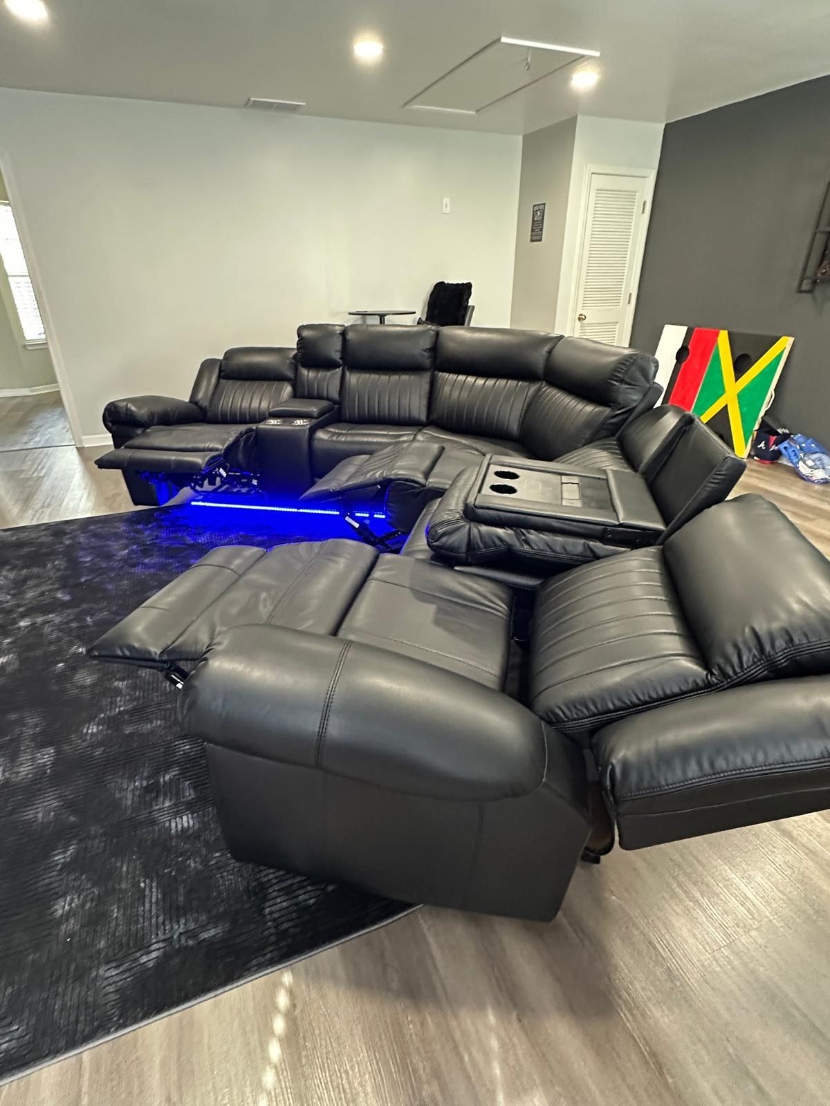 LED SECTIONAL LEATHER COUCH