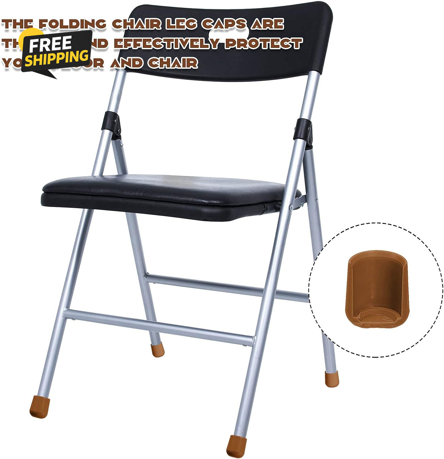 36 Pieces 7/8 Inch Folding Chair Leg Caps Heavy-Duty Plastic Chair End Caps