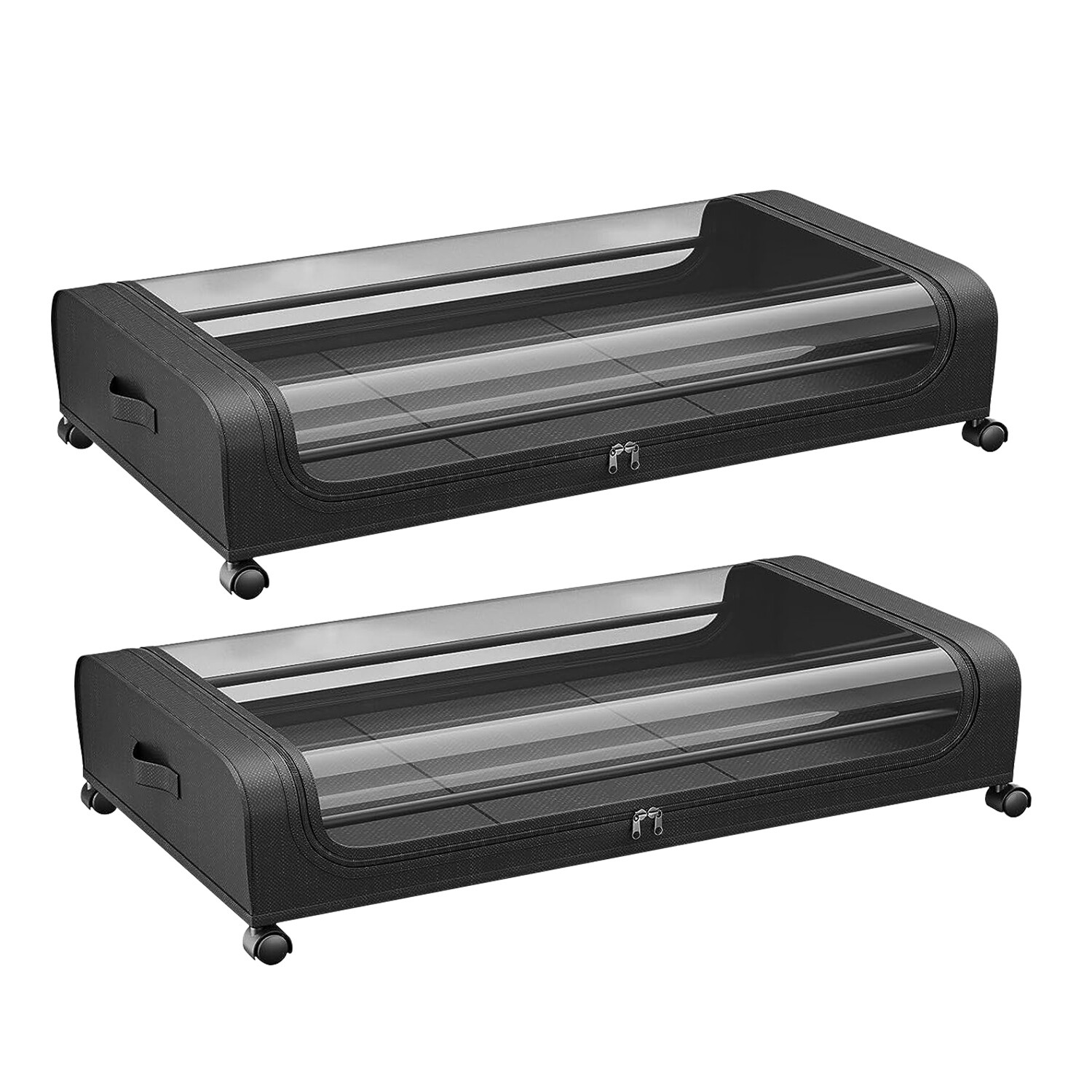 2Pack Under Bed Storage Large Underbed Clothes Shoes Organizer with Wheels & Lid