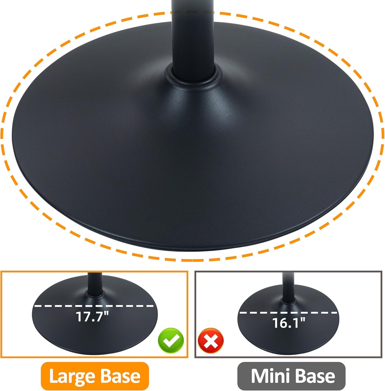 23.6 Inch Round Cocktail Bar Table with Metal Base Adjustable Height 27.9 to