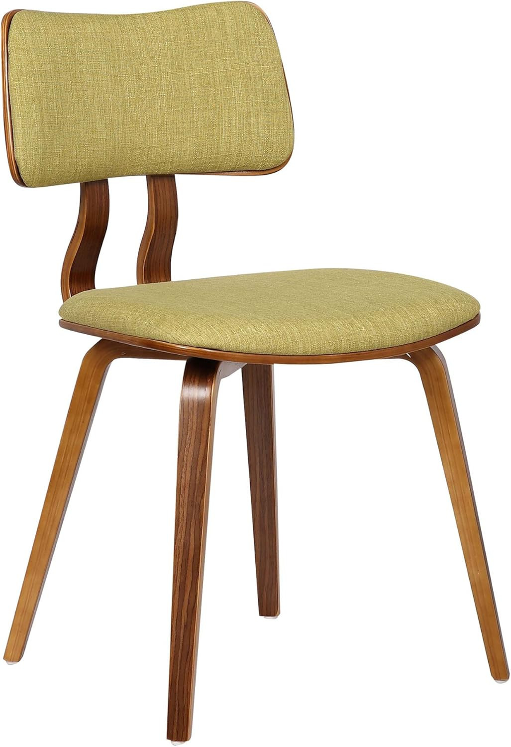 Mid Century Modern Green Accent Chair with Walnut Finish for Dining & Desk
