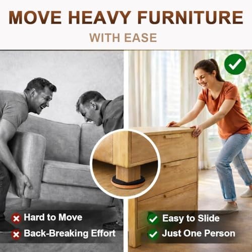 Felt Furniture Sliders for Hardwood Floors, 16 PCS 3 ½” Heavy Duty Furniture Mo