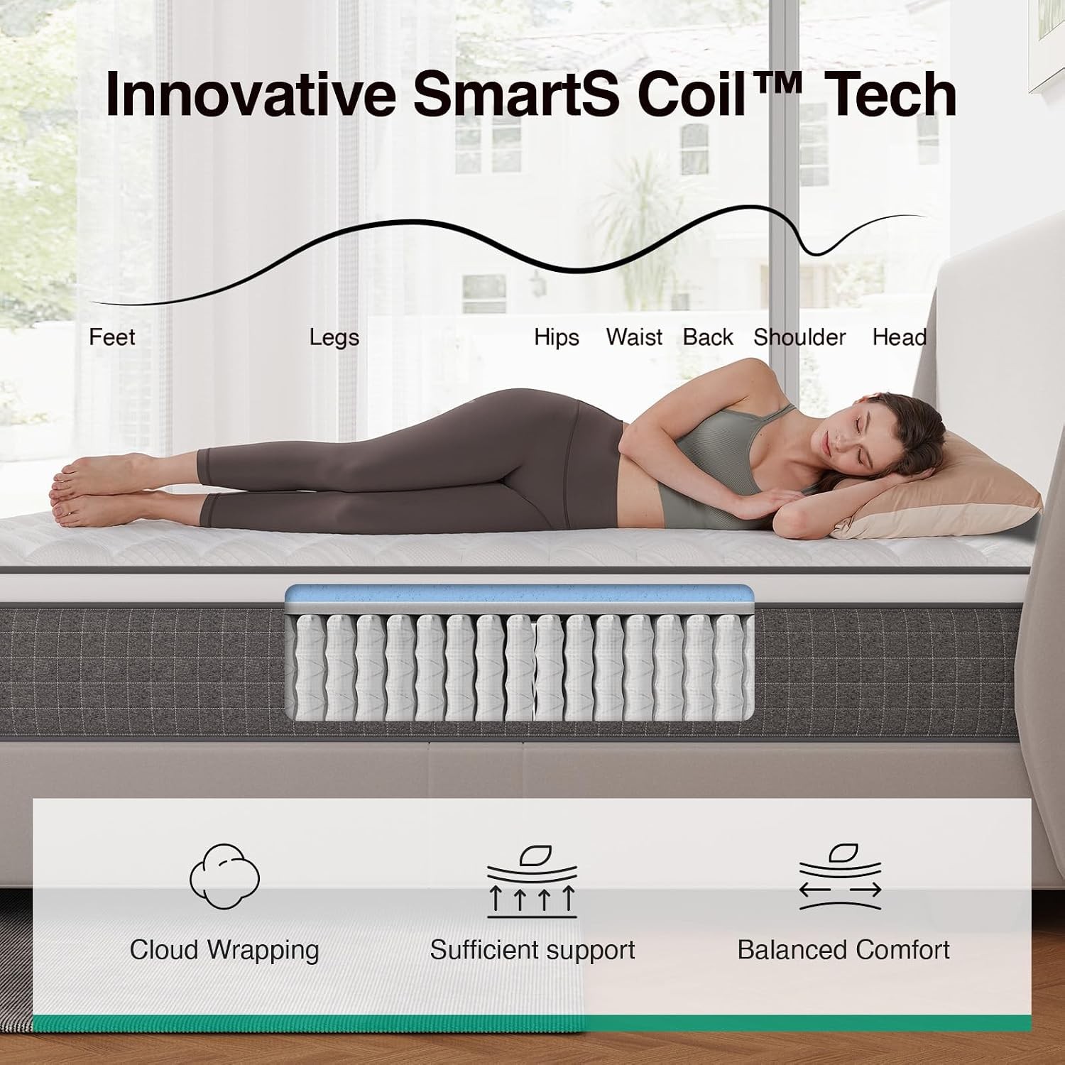 12 Inch XL Twin Mattress,Twin XL Hybrid Mattress with Gel Memory Foam,Pocketed
