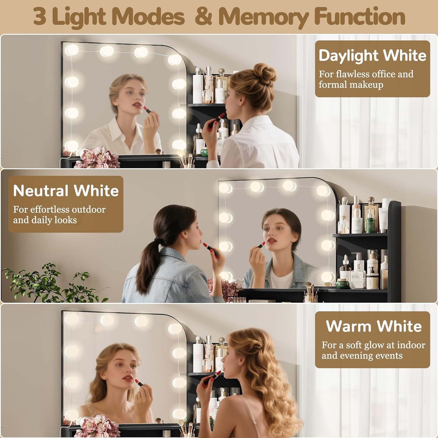 Vanity Desk With Mirror And Lights Lighted Mirror Makeup Vanity Table For Home