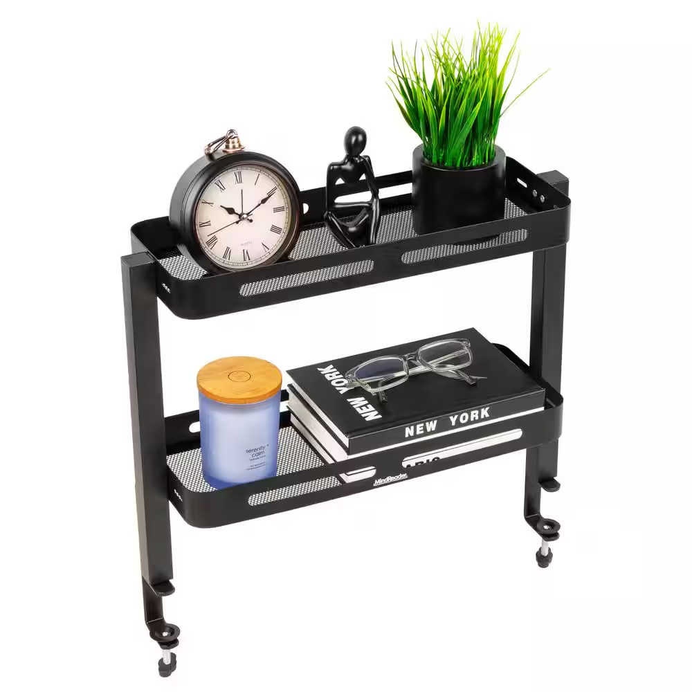 Black 5.75 In. W X 15.5 In. H 2-Tier Desk Organizer with Clamp Accessory Shelf,