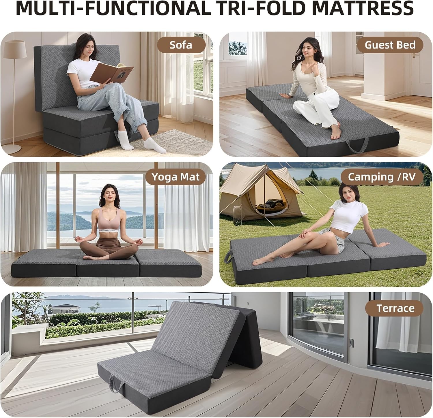 Tri Folding Mattress Foldable Mattress Travel/RV/Camping/Road Trip/Guest