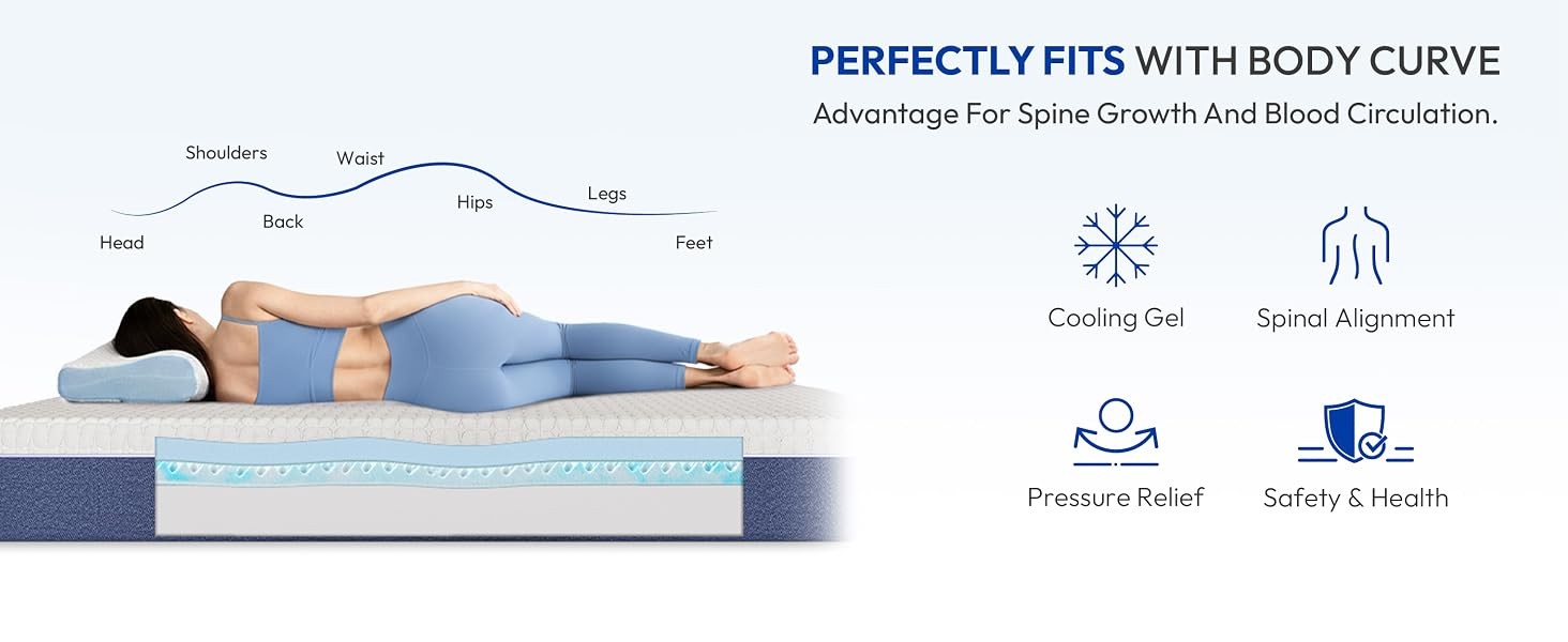 10 Inch Twin Mattress, Medium Plush Gel Memory Foam Mattress in a Box, Pressure