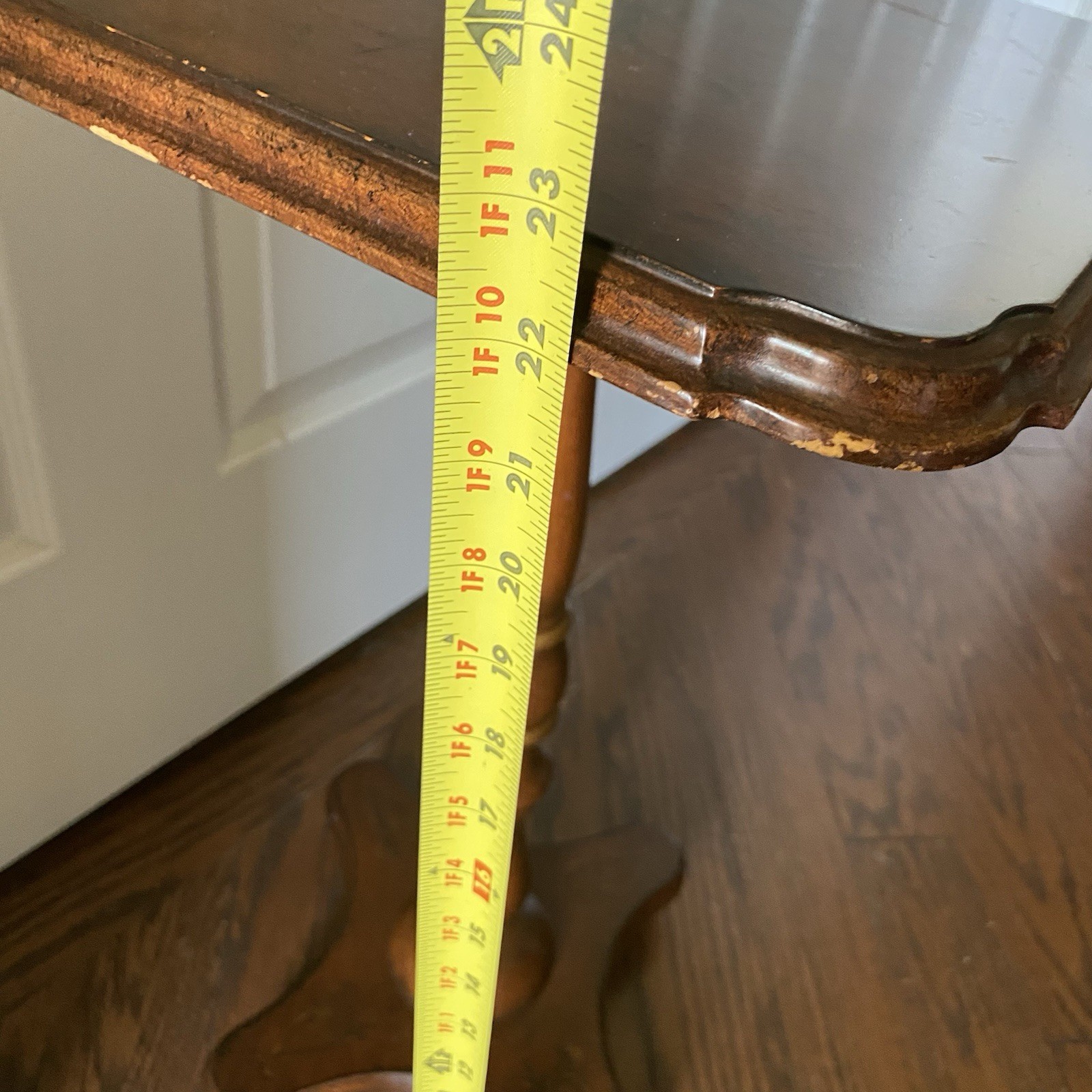 Vintage Bombay Company Wood Accent Tilt Side Table Plant Stand w/ Scroll Paint