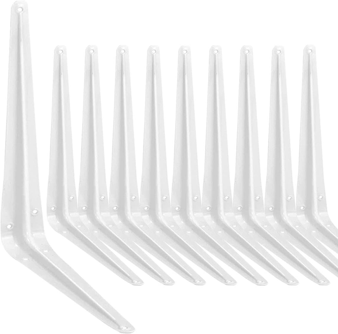 Shelf Bracket 12×10 in, 10 PCS White Shelving Brackets, L Brackets for Shelve…