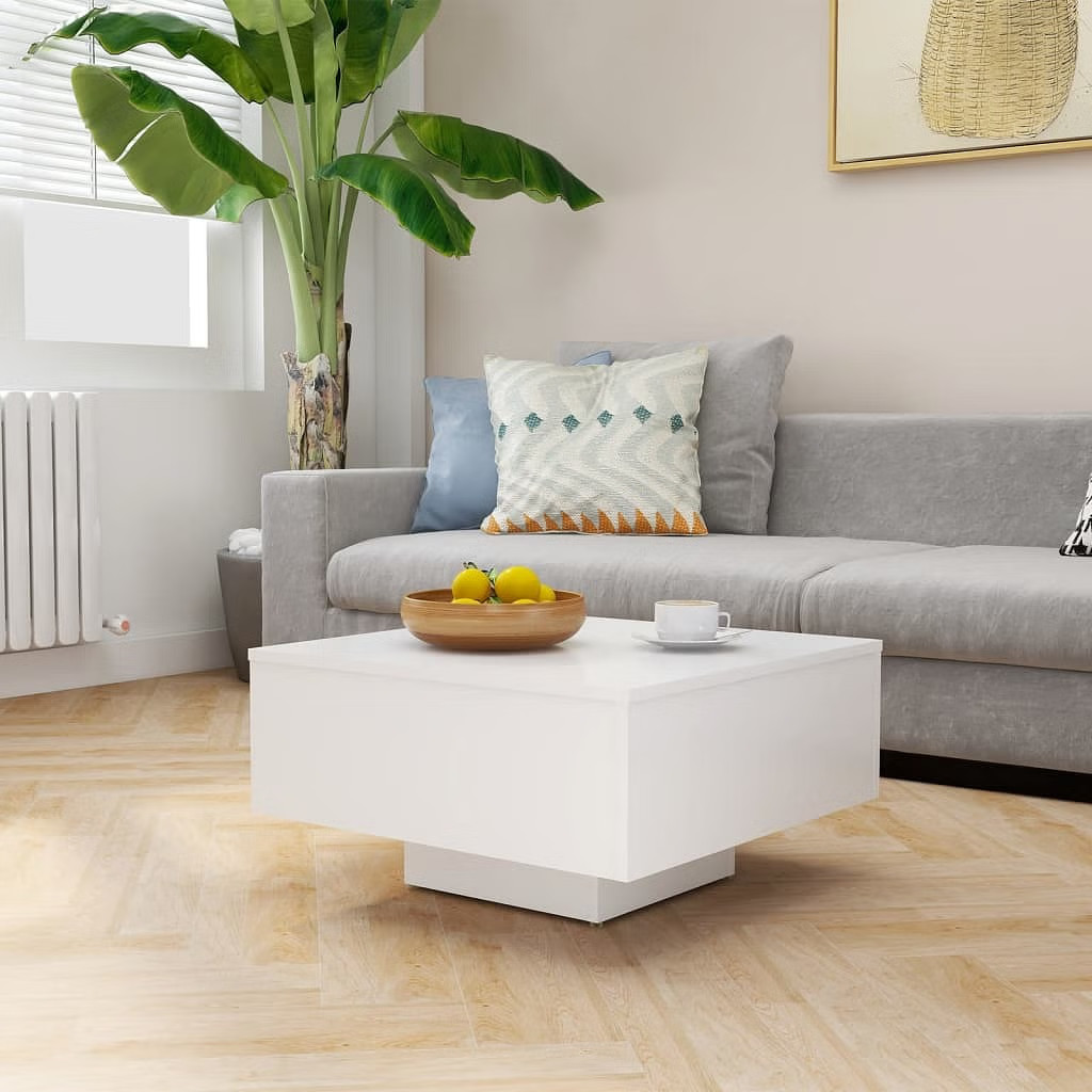 Coffee Table White Engineered Wood 23.6 in x 23.6 in x 12.4 in