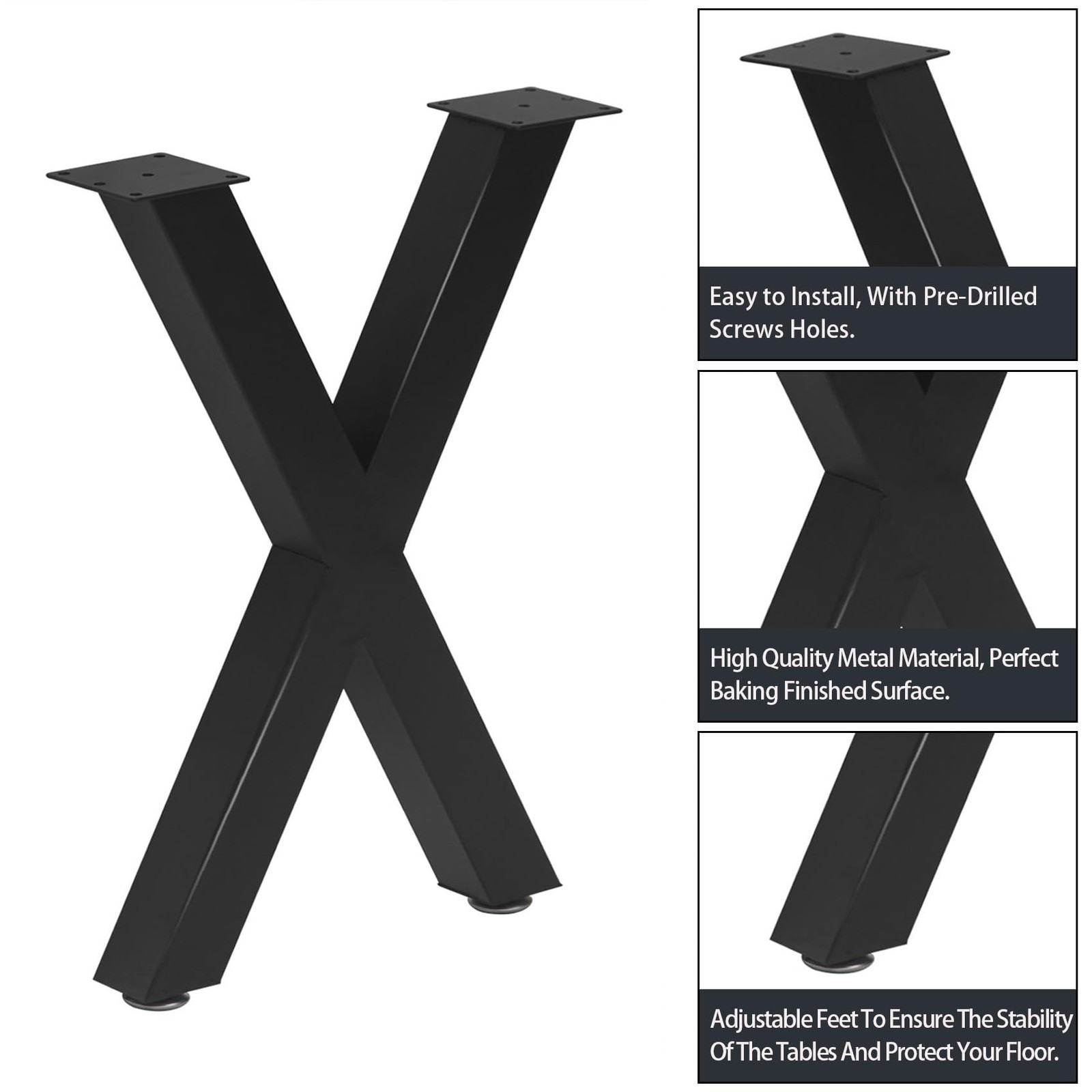 16 Inch Bench Legs, X Shape Metal Coffee Table Leg, Set of 2, 16″ H x 11.8 W