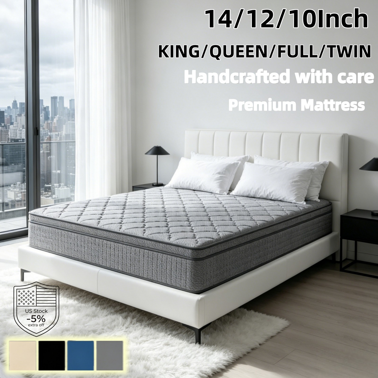 12”14” Premium Memory Foam&Spring Hybrid Mattres King Queen Full Twin Size NEW