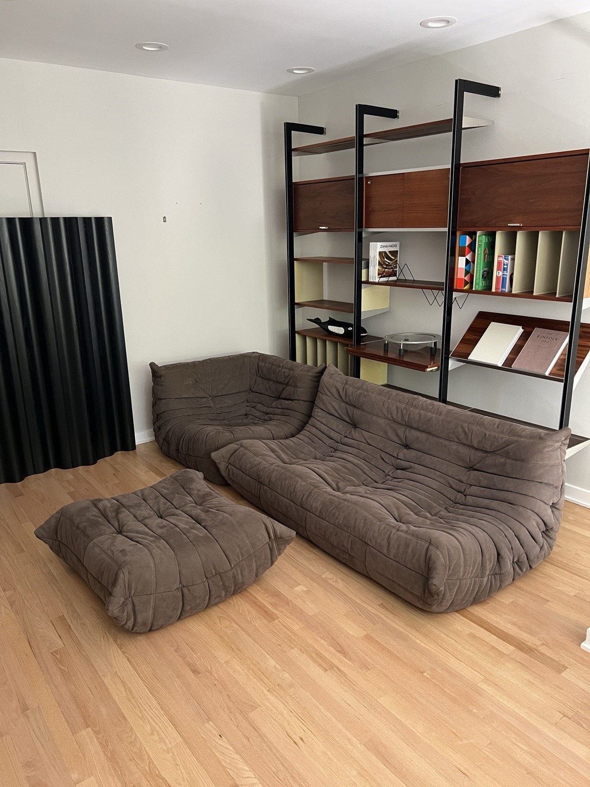 Authentic LIGNE ROSET Togo 3-Pc Sectional Sofa in Brown Alacantra