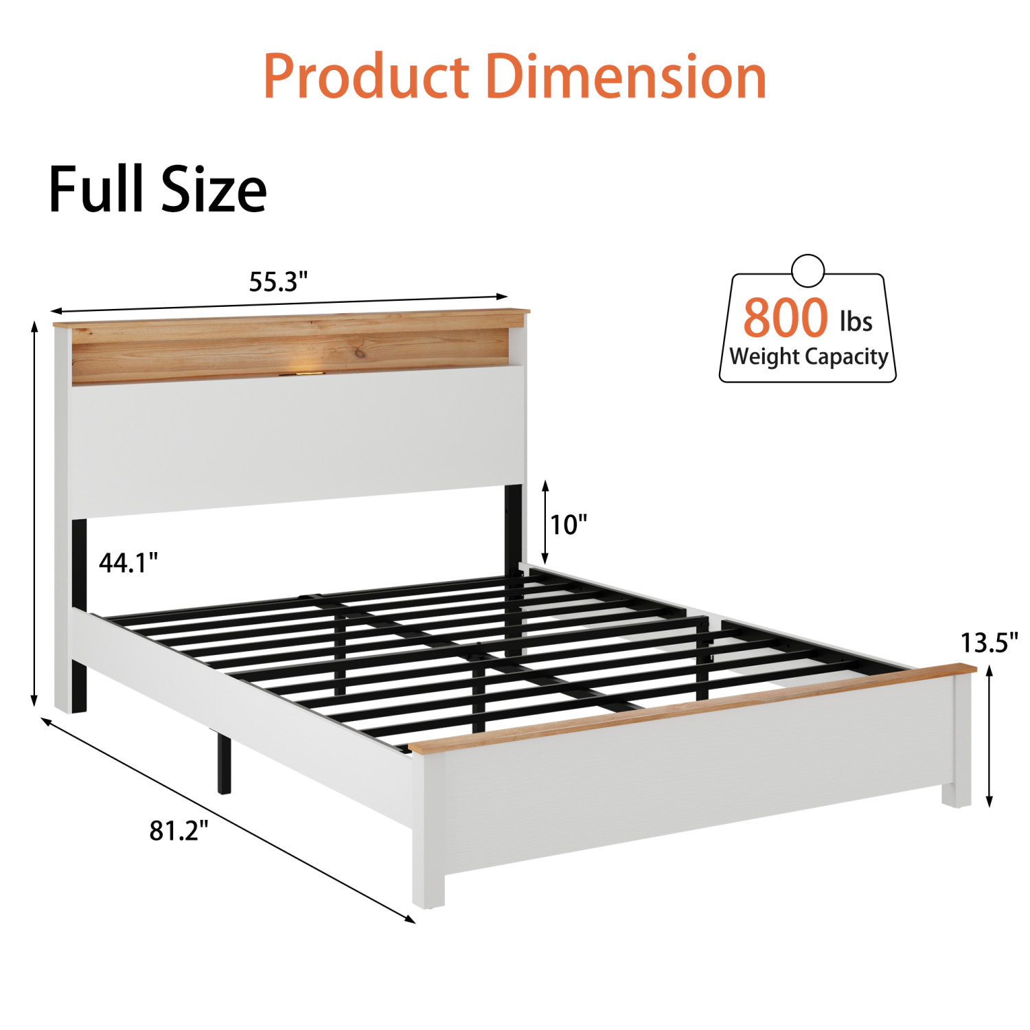 Full/Queen/King Size Platform Bed Frame w/ LED Lights & USB Port & Storage