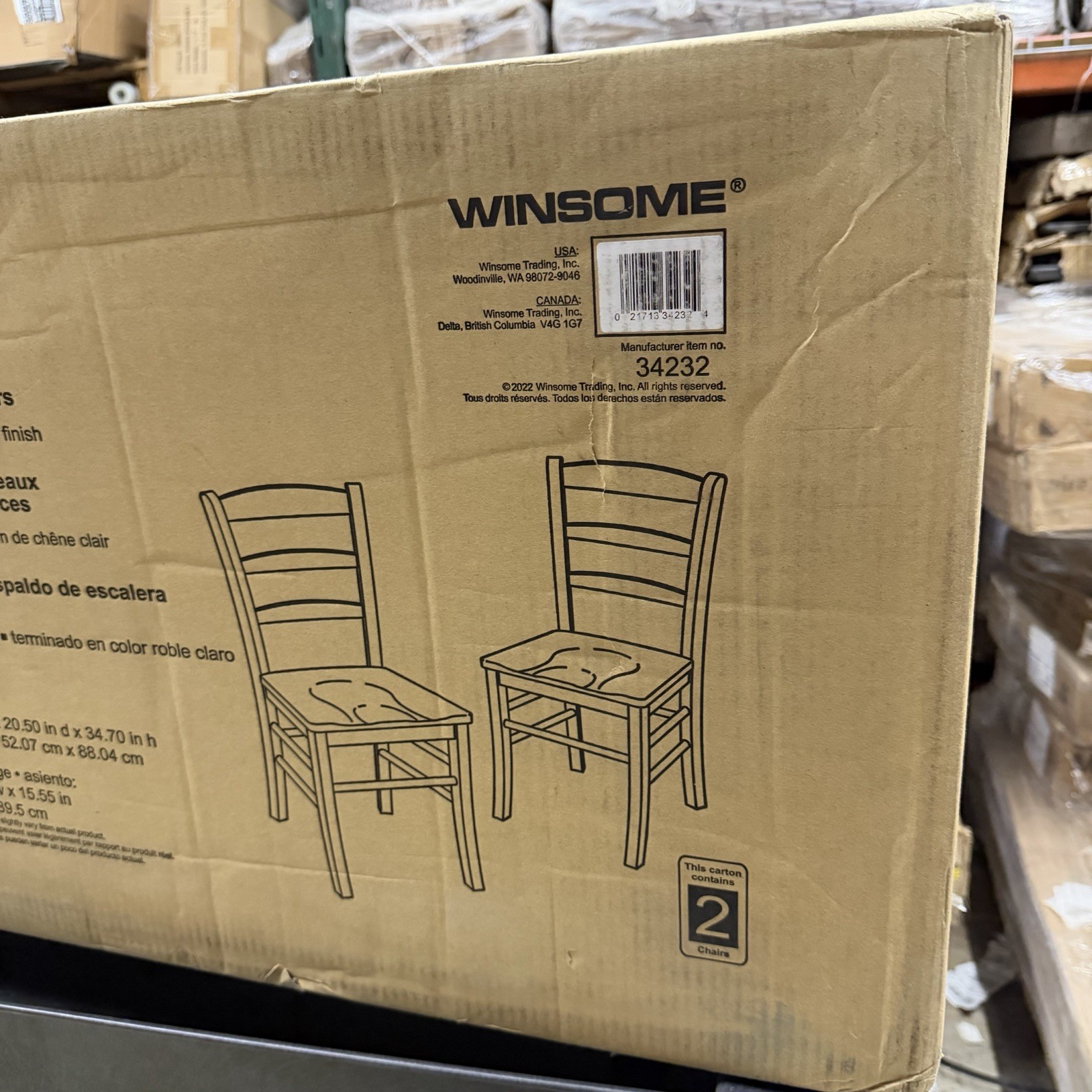 Winsome Benjamin 18″H Solid Wood Dining Chair in Light Oak (Set of 2)