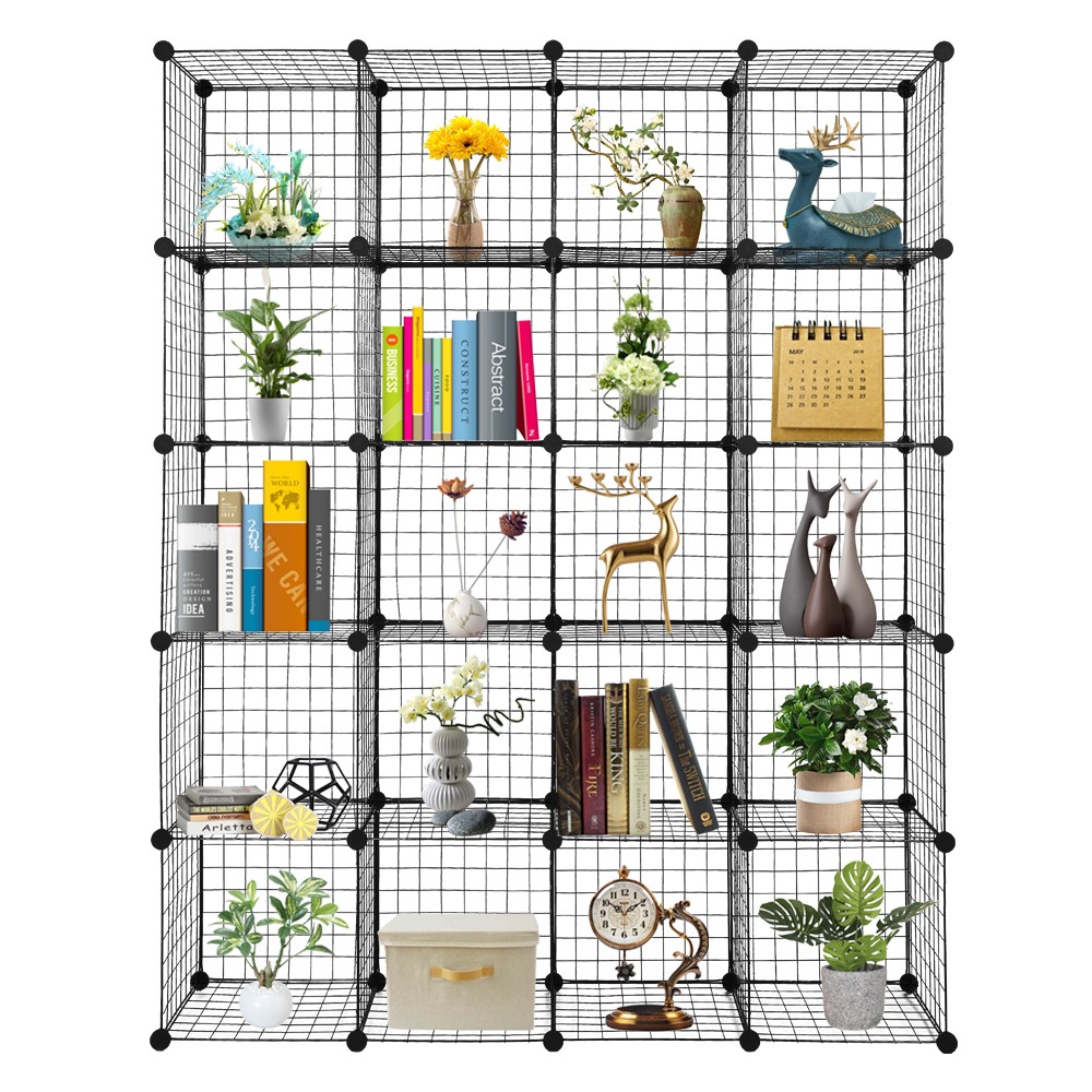 20 Cube Wire Storage Organizer Modular Metal Grid Shelving Unit Bedroom